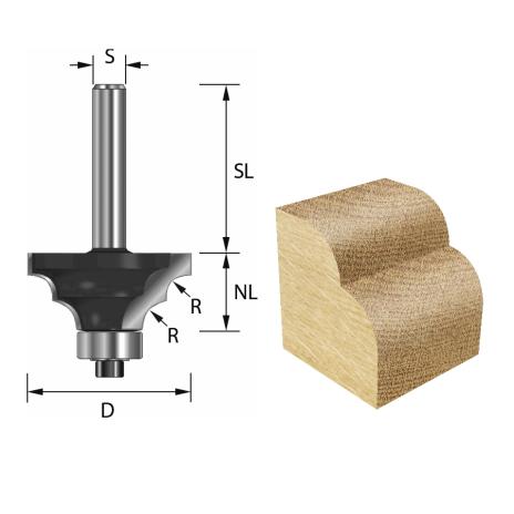 Doppelradienfräser mit Kugellager 4 mm | 8 mm