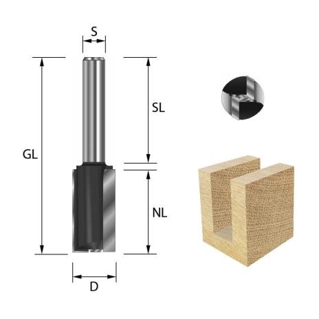 Nutfräser HW mit Hartmetall-Bohrschneide 11 mm | 20 mm | 8 mm | 32 mm