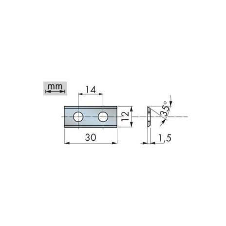 Wendeplatte mit 2 Schneidfasen | Breite 12 mm 